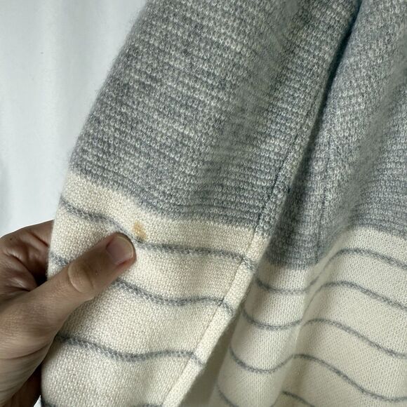 Cashmere Charter Club Cardigan Women's Medium Grey White Open Front Luxury - Picture 11 of 11